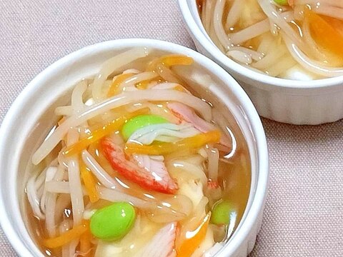 豆腐のもやし&カニカマあんかけ